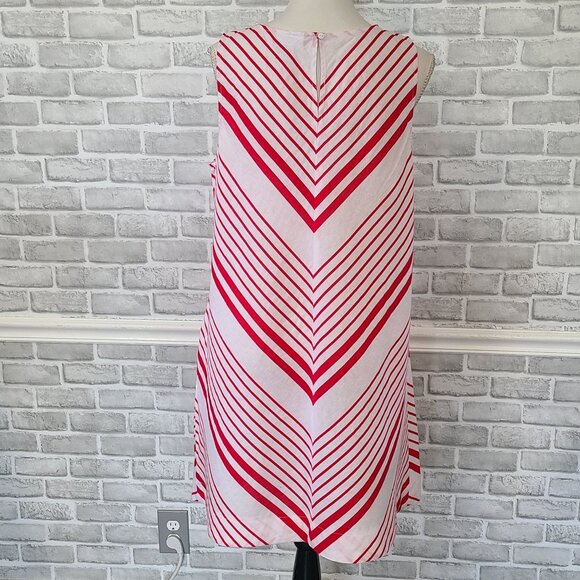 Liz Claiborne Linen Cotton Aline Shift Dress Candy Cane Stripe Holiday Large - Picture 3 of 9